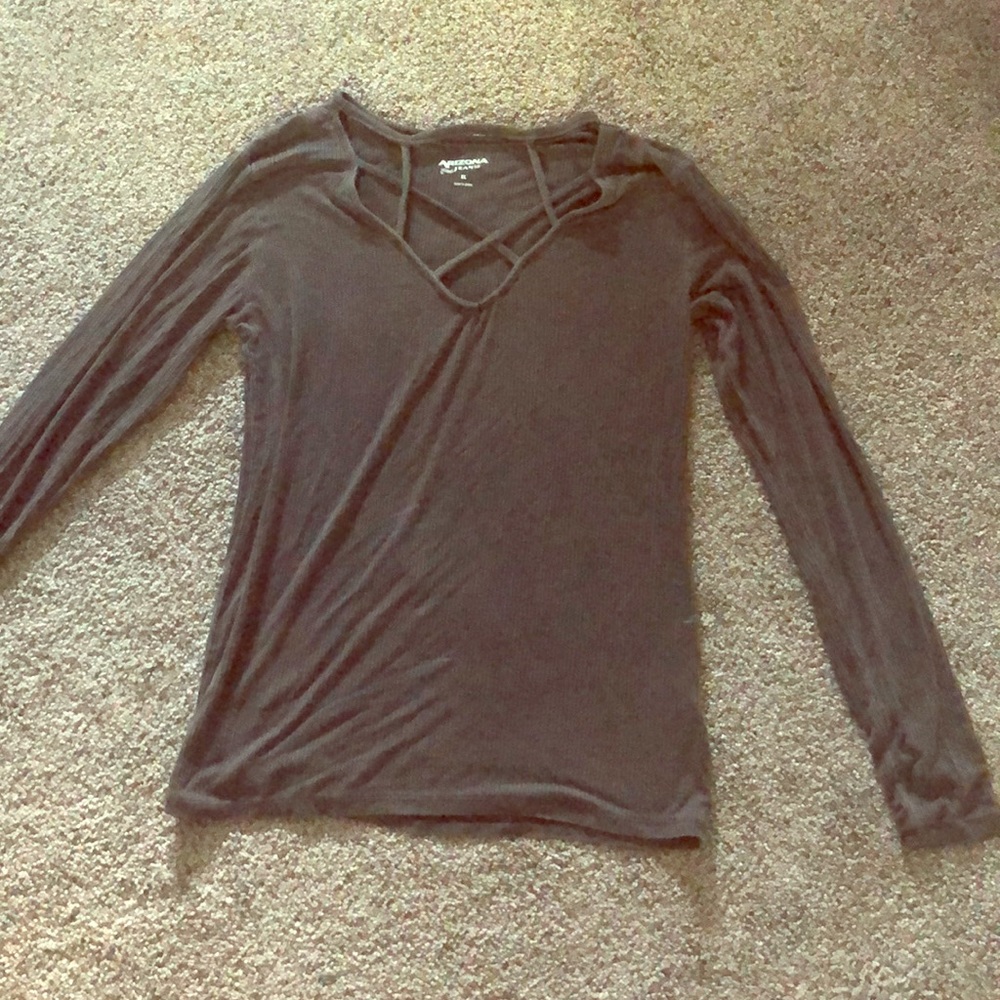 Crisscross front long sleeve shirt